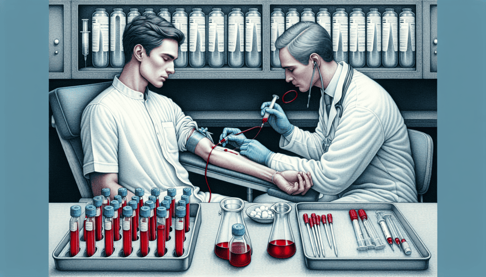 Ilustración de extracción de muestra de sangre para perfil tiroideo